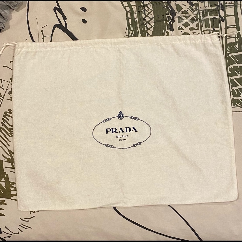 Prada dustbag in white with cinch closure